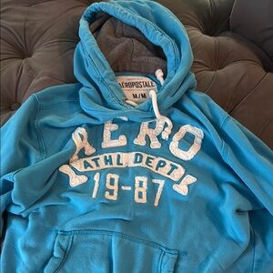 Aeropostale Teal Hoodie with White Accents